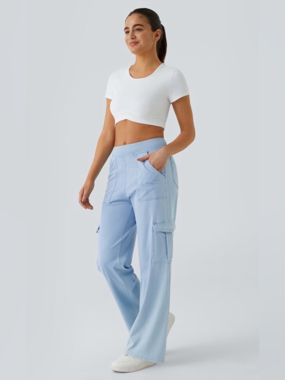 Halara Flex™ Mid Rise Pockets Straight Leg Casual Cargo Jeans